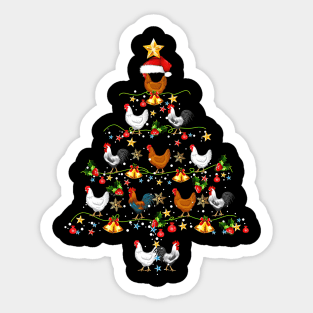 Merry Christmas Chicken Xmas Tree Funny Farmer Xmas Sticker